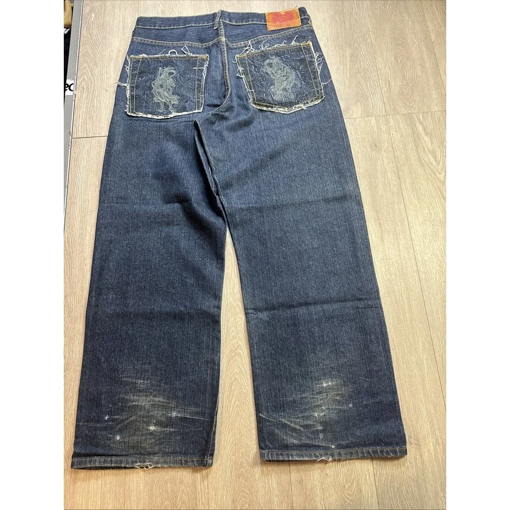 Vintage RMC Red Monkey Company Jeans Japanese Embroidered Baggy Leg Men Sz 36